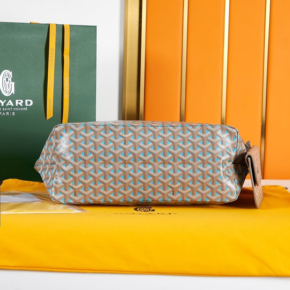 Goyard Saint Louis Pm 34Cm Brown Sky Blue Canvas Chevroches Calfskin view 10