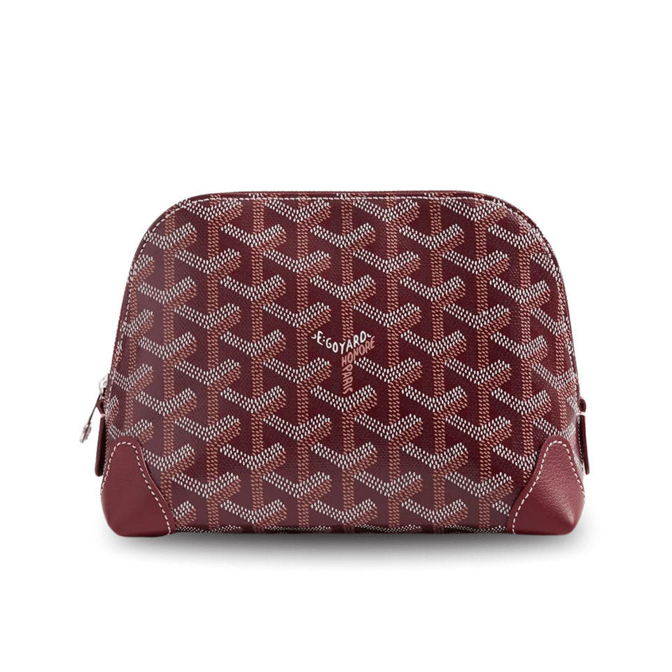 Goyard Vendôme Cosmetic Pouch 17 Cm Wine Red Goyardine Canvas And Calfskin Trim