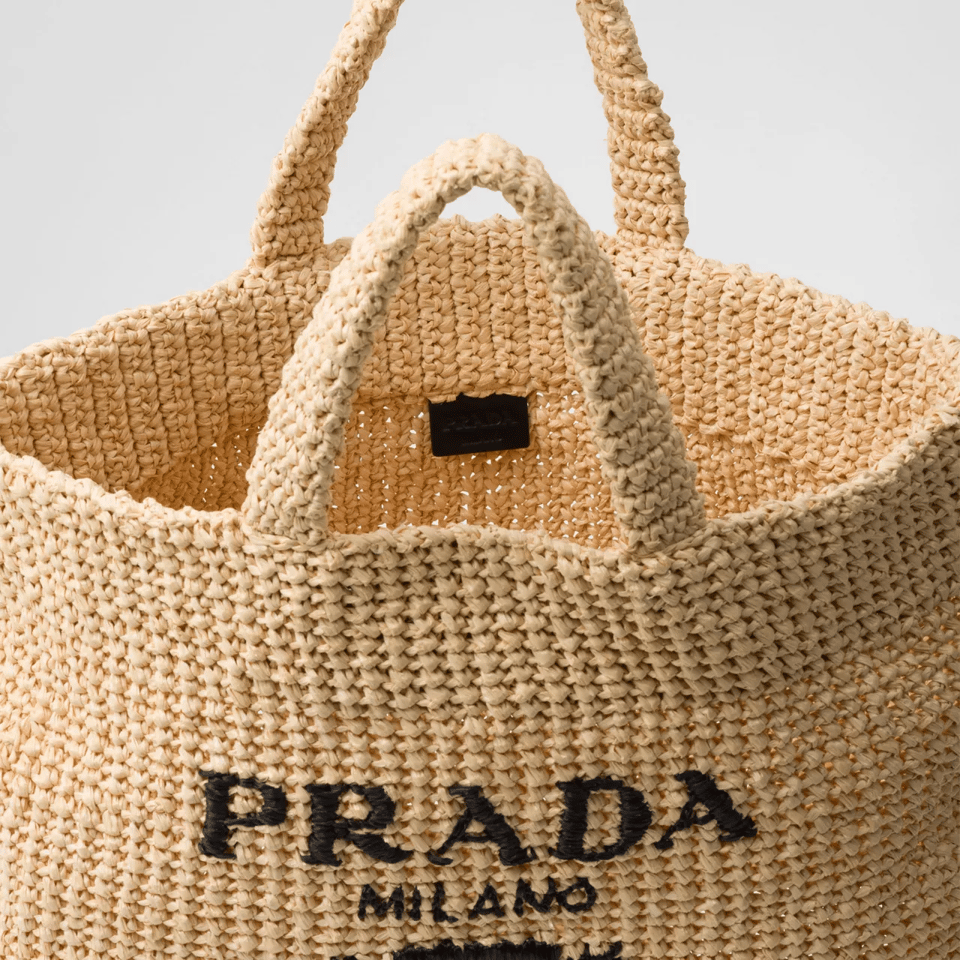 Prada Crochet Logo Tote Bag 40cm view 5
