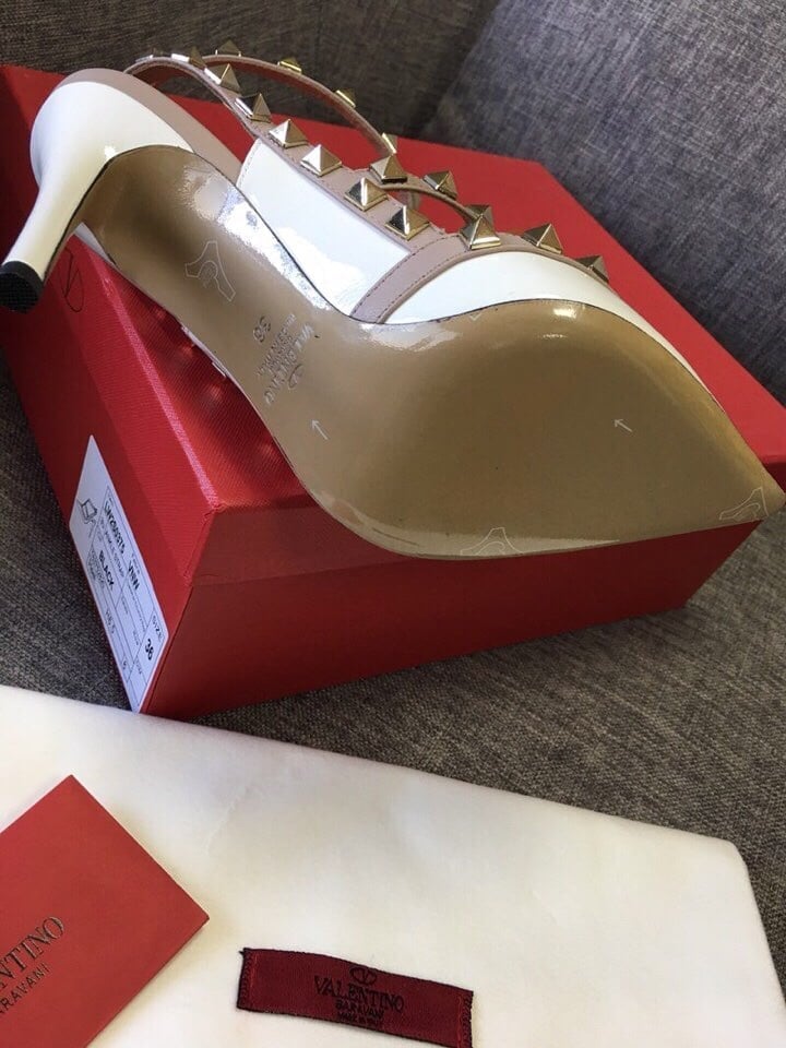 Valentino Patent Rockstud Caged Pump 100Mm Light Ivory Zw2S0393Vnwl62 view 7