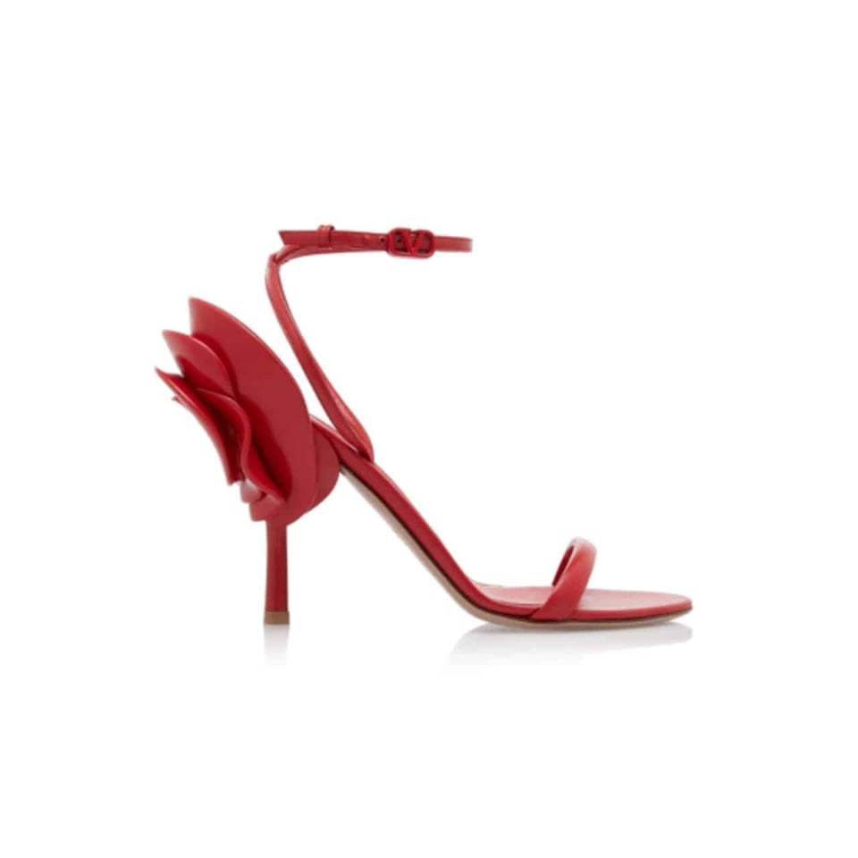 Valentino Garavani Archive Roserouche Leather High Heel In Red view 2