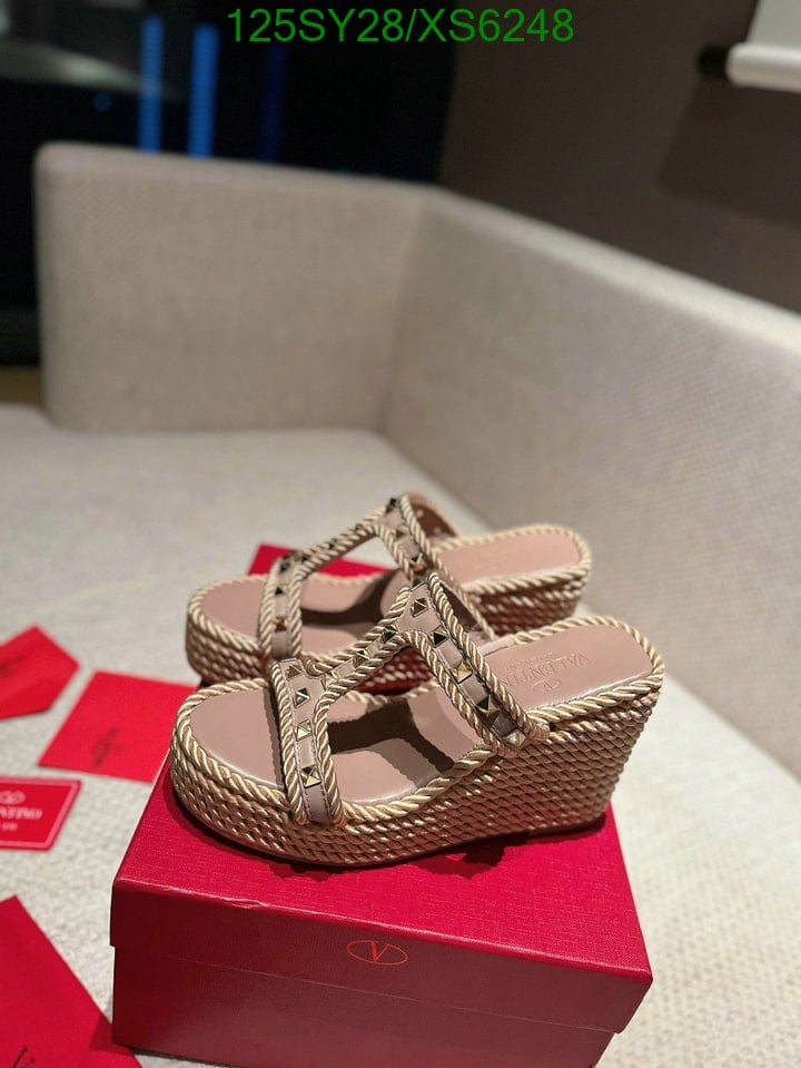 Valentino Garavani Rockstud Leather Wedge Sandals Beige view 8