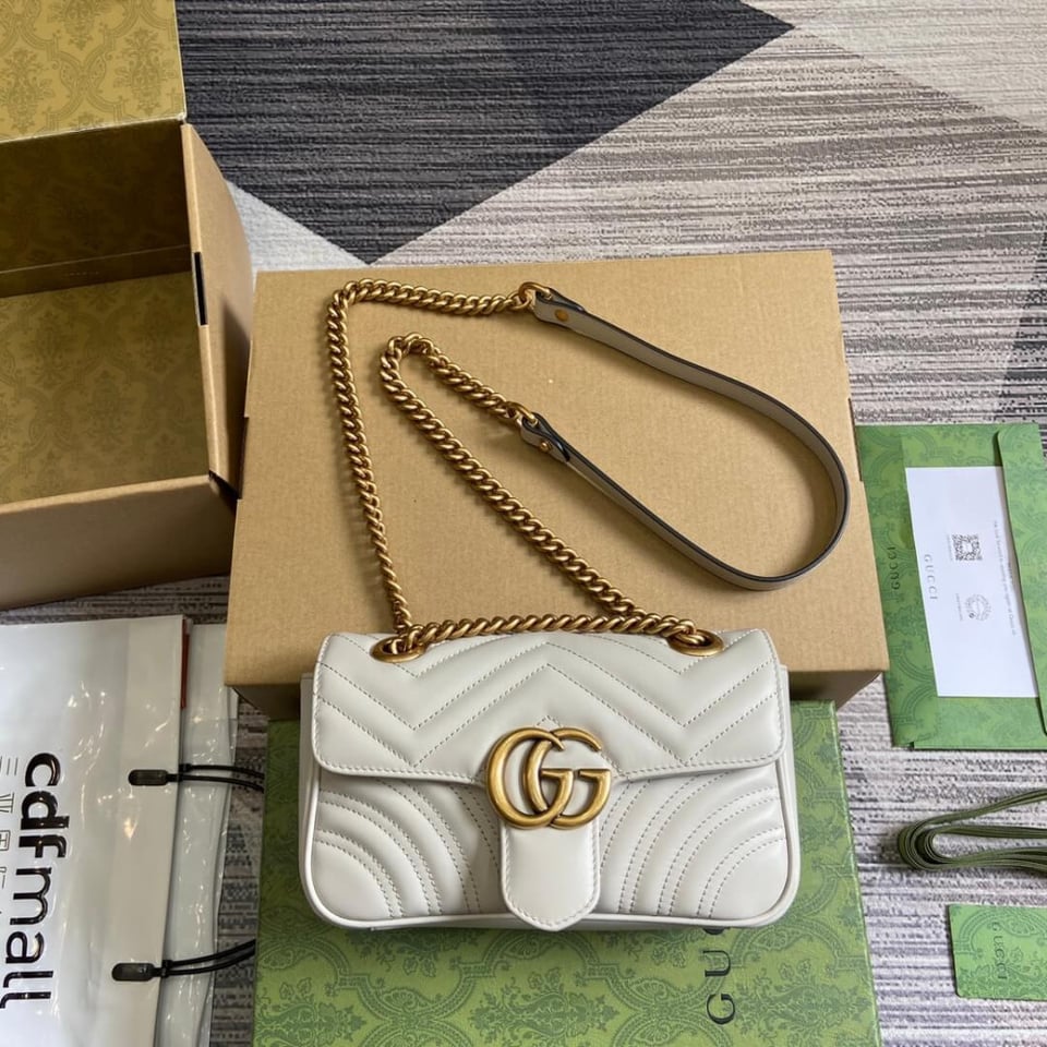 Gucci GG Marmont Matelasse Mini Bag Light Grey view 5