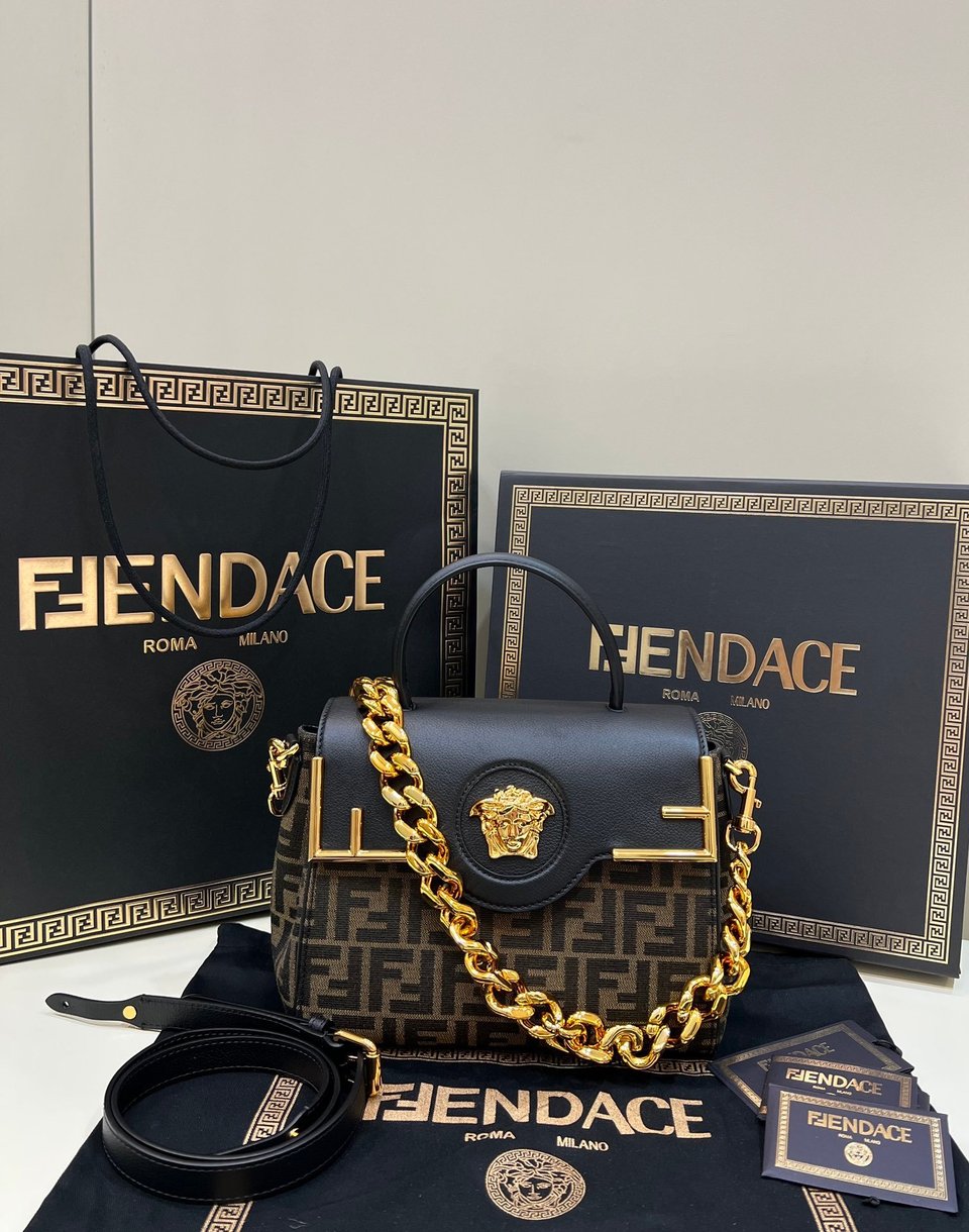 Fendi x Versace Fendace La Medusa Top Handle Bag Zucca Canvas 25cm view 3