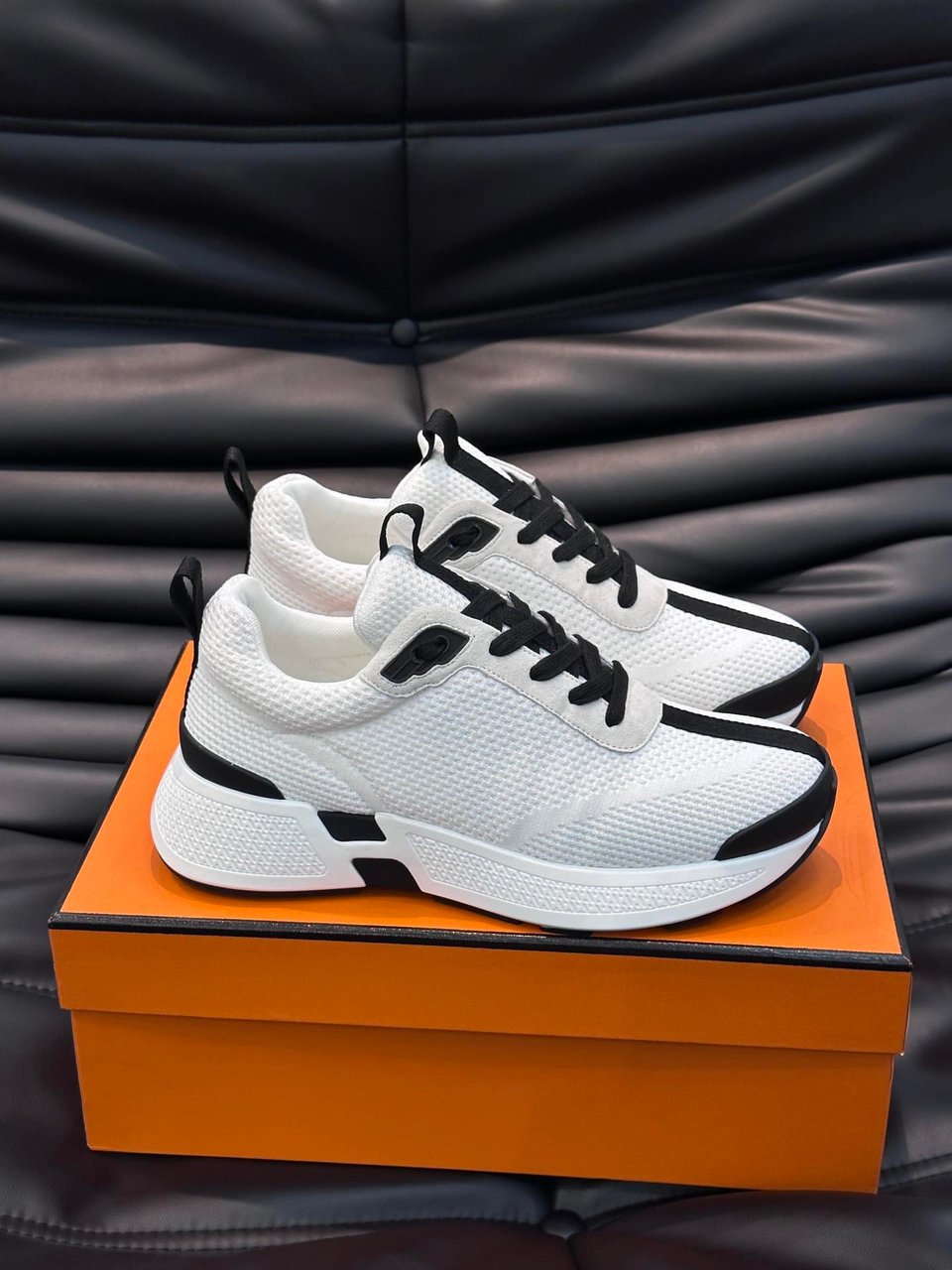 Hermes Heros Sneaker Black White H232985Zh90400 view 8