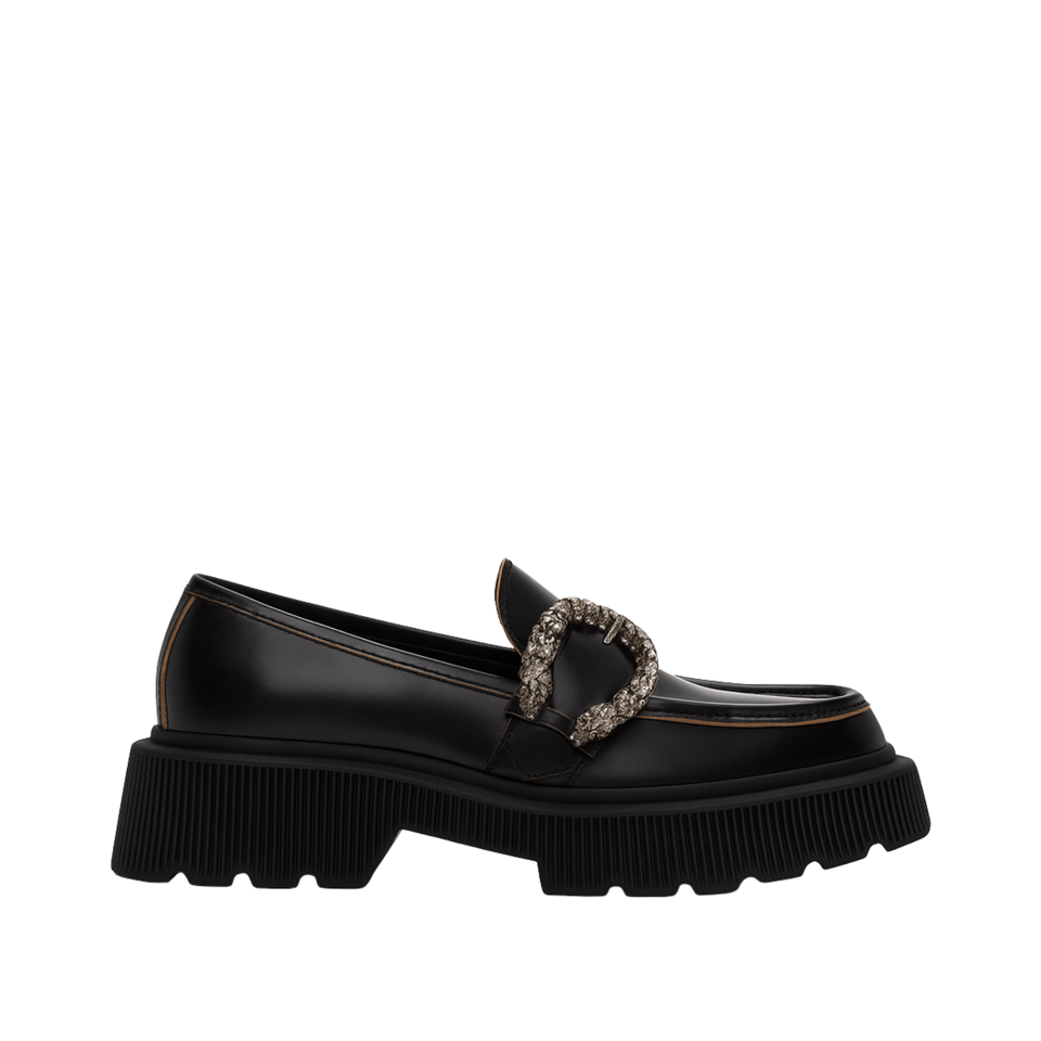 Gucci Women?S Leather Loafers With G Black view 2