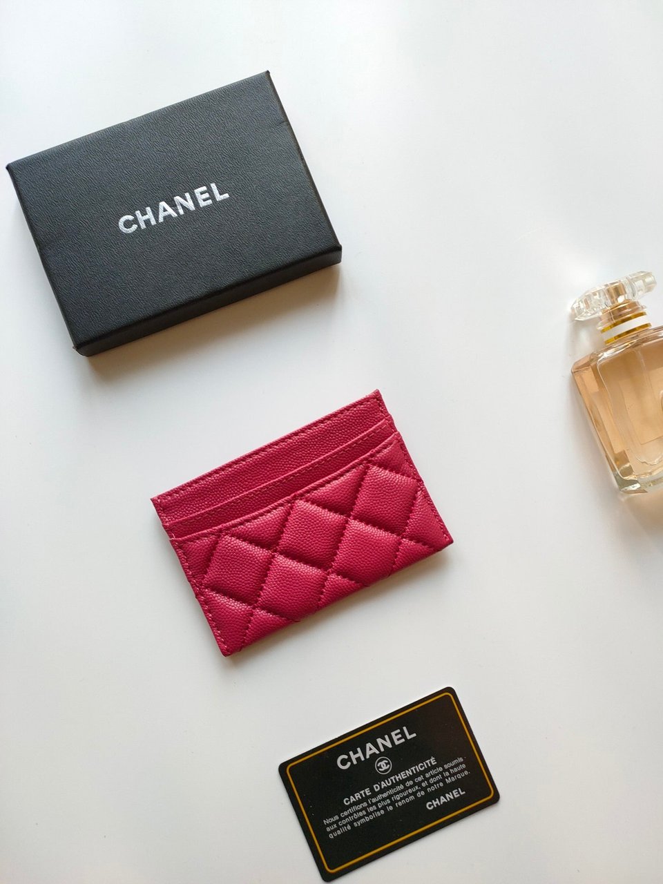 Chanel Card Holder 11.2 Red Pink Grained Calfskin Gold Icon view 6
