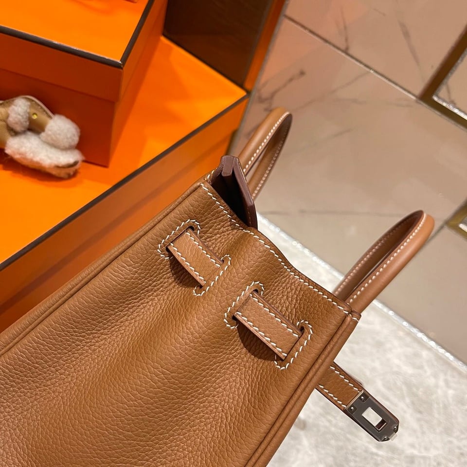 Hermes Birkin 25Cm Gold Togo Leather Silver Hardware view 9