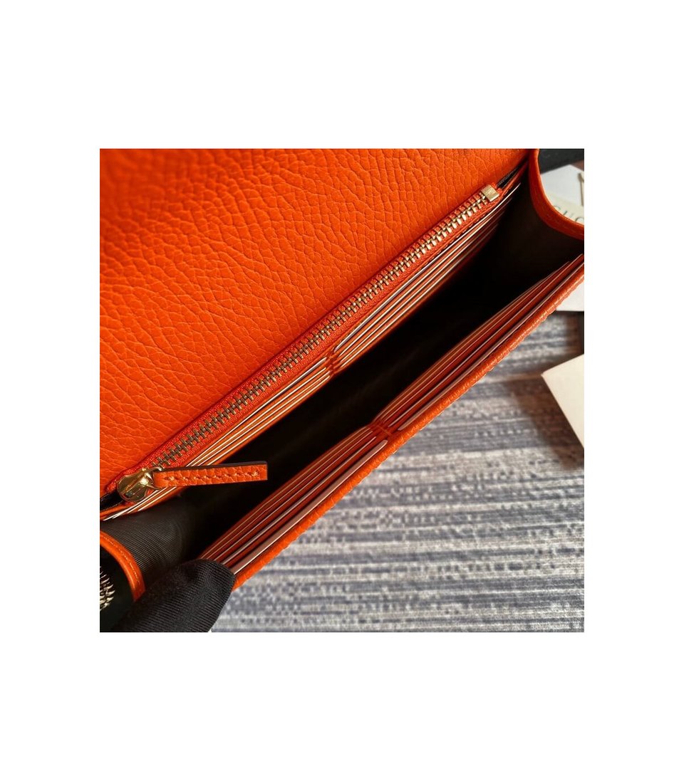 Gucci GG Interlocking Wallet On Chain Orange view 8