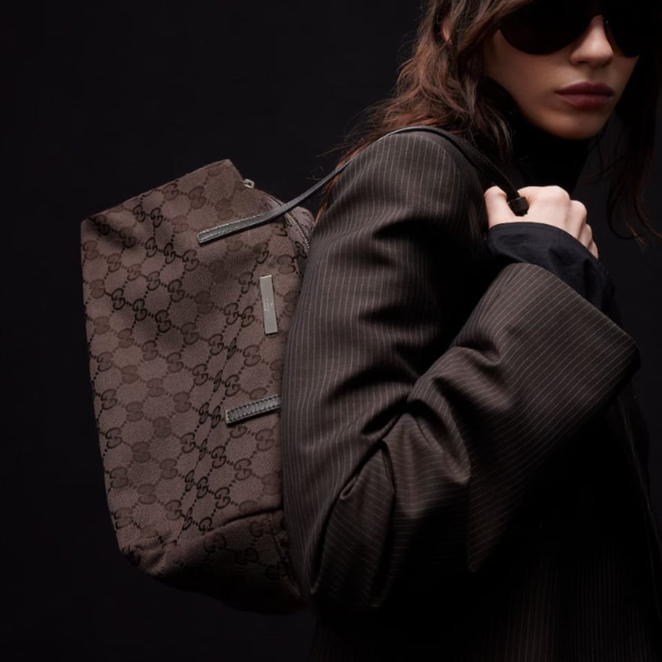 Gucci Melrose Medium Boston Bag 29cm/11.4in Dark Brown GG Canvas 875228 view 2