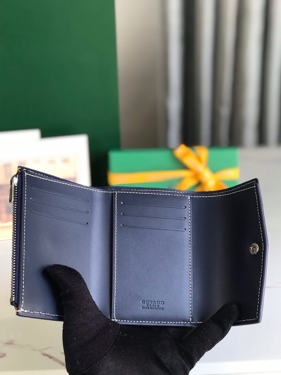 Goyard Saint-Gabriel Wallet 12 Cm Navy Blue Calfskin And Goyardine Canvas view 5
