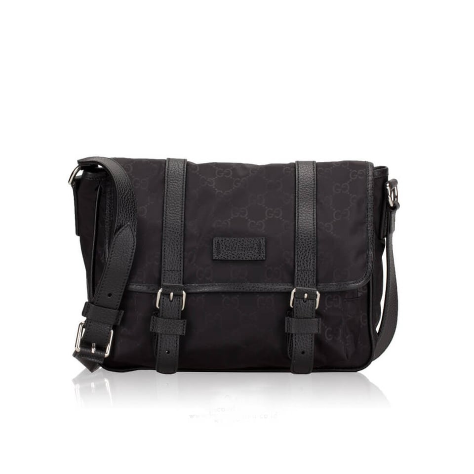 Gucci GG Guccissima Black Medium Nylon Messenger Bag 510334 view 2