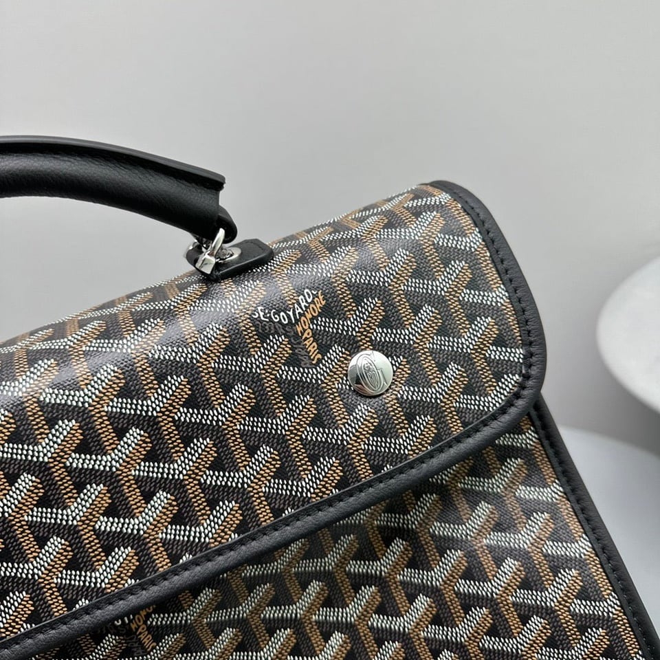 Goyard Leger Backpack 37 Cm Black Goyardine Canvas With Calfskin Trim view 5