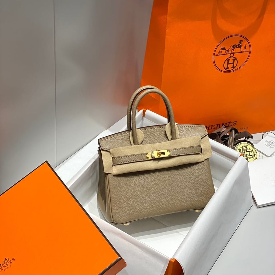 Hermes Birkin 20Cm Gris Tourterelle Togo Leather Gold Hardware view 9