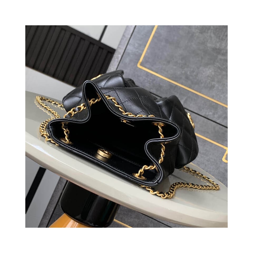 Chanel Lambskin Backpack Black view 12