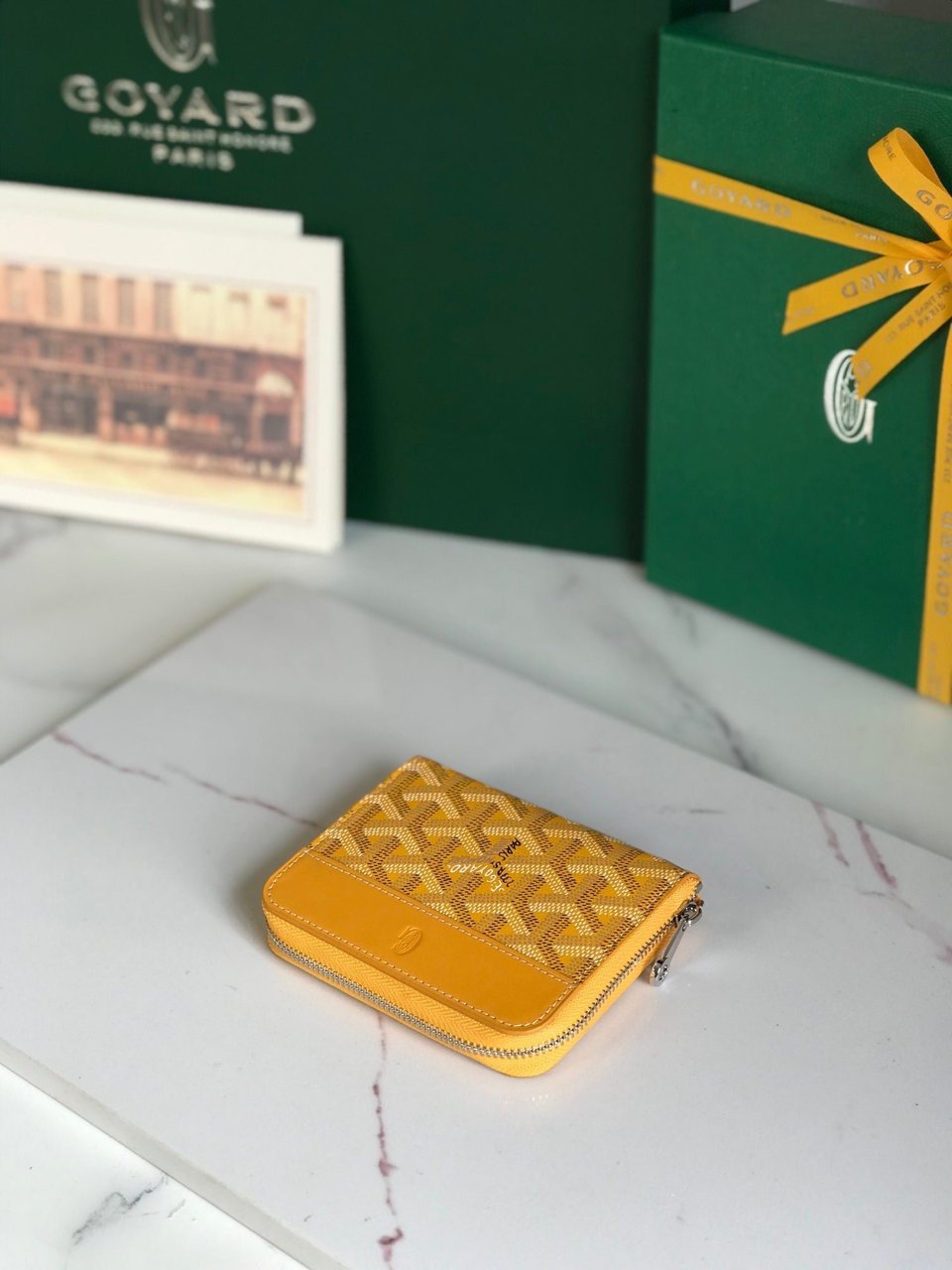 Goyard Matignon Mini Wallet 11cm Yellow Goyardine Canvas And Calfskin view 5