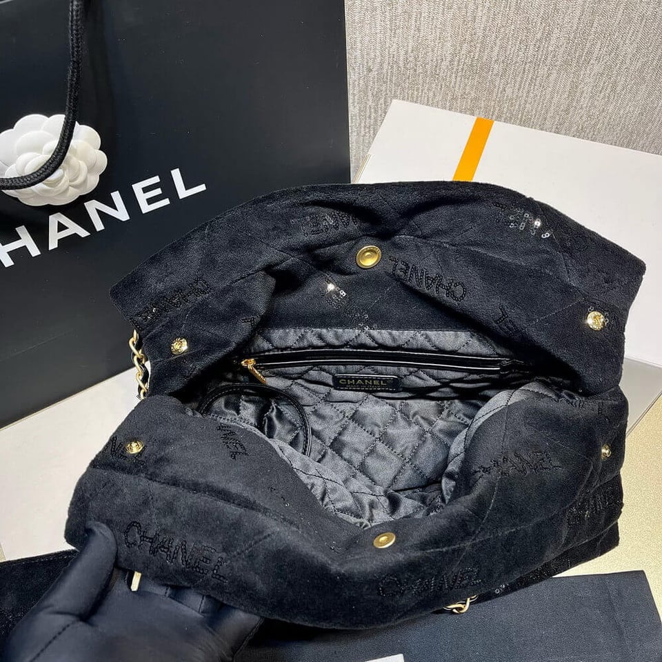 Chanel 22 Small Handbag Velvet With Sequins 37cm view 10