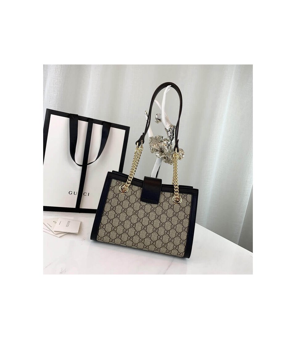 Gucci GG Supreme Padlock Small Shoulder Bag Black 26cm view 5