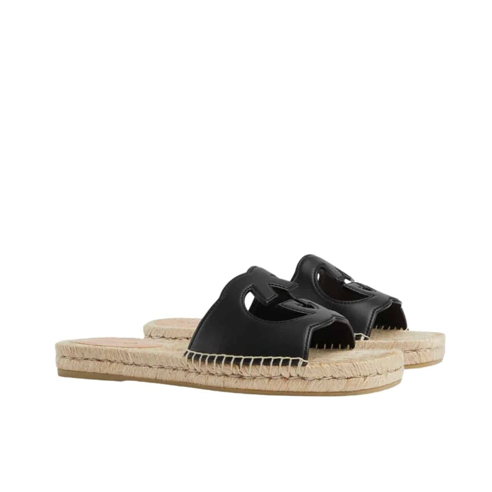 Gucci Interlocking G Cut Out Slide Espadrille Black 725260 Us000 1000 view 2