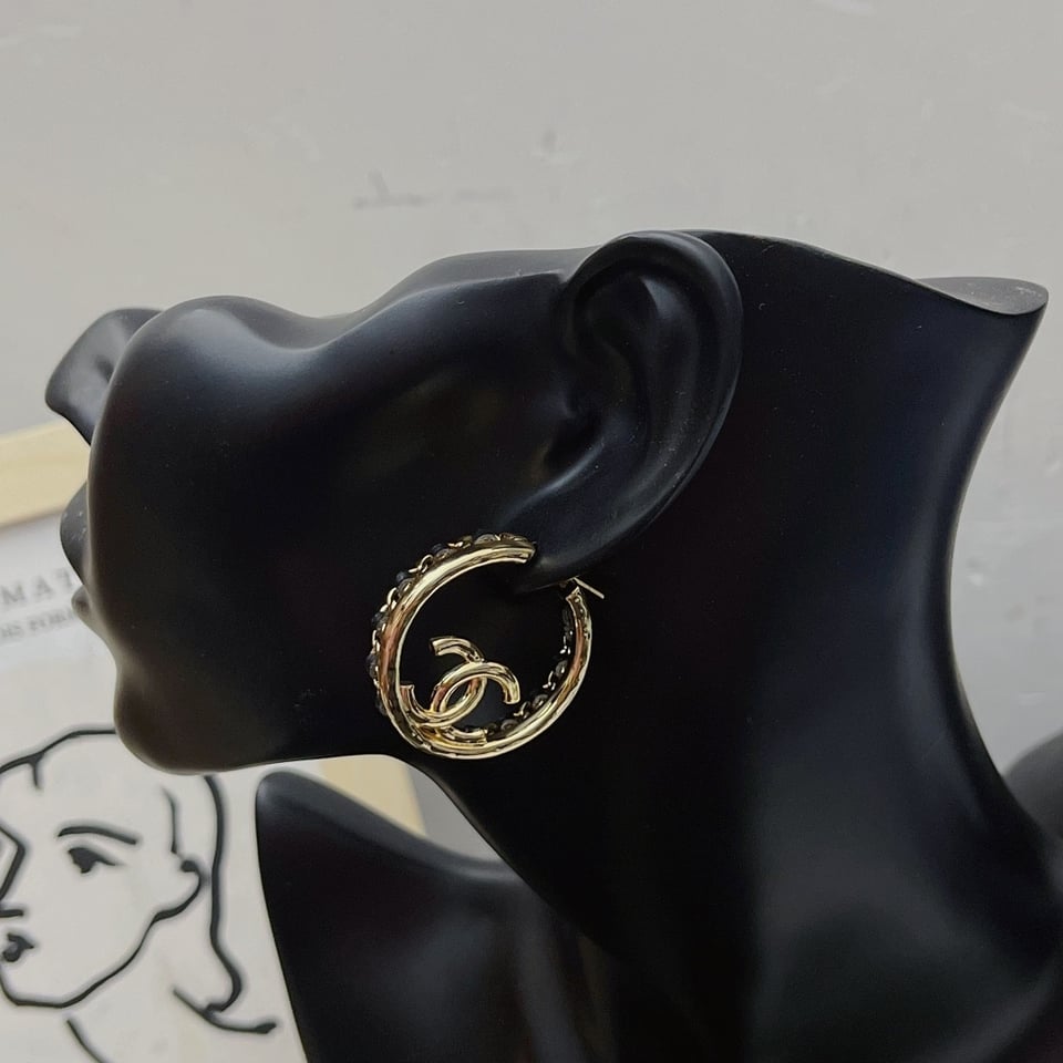 Chanel Gold Toned Metal With Cc Logo Earrings