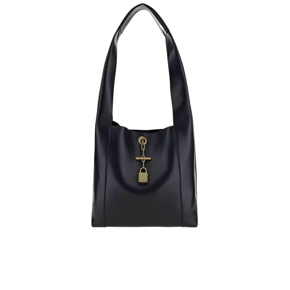 Saint Laurent Leather Shoulder Bag With Padlock Detail Black 27Cm view 2