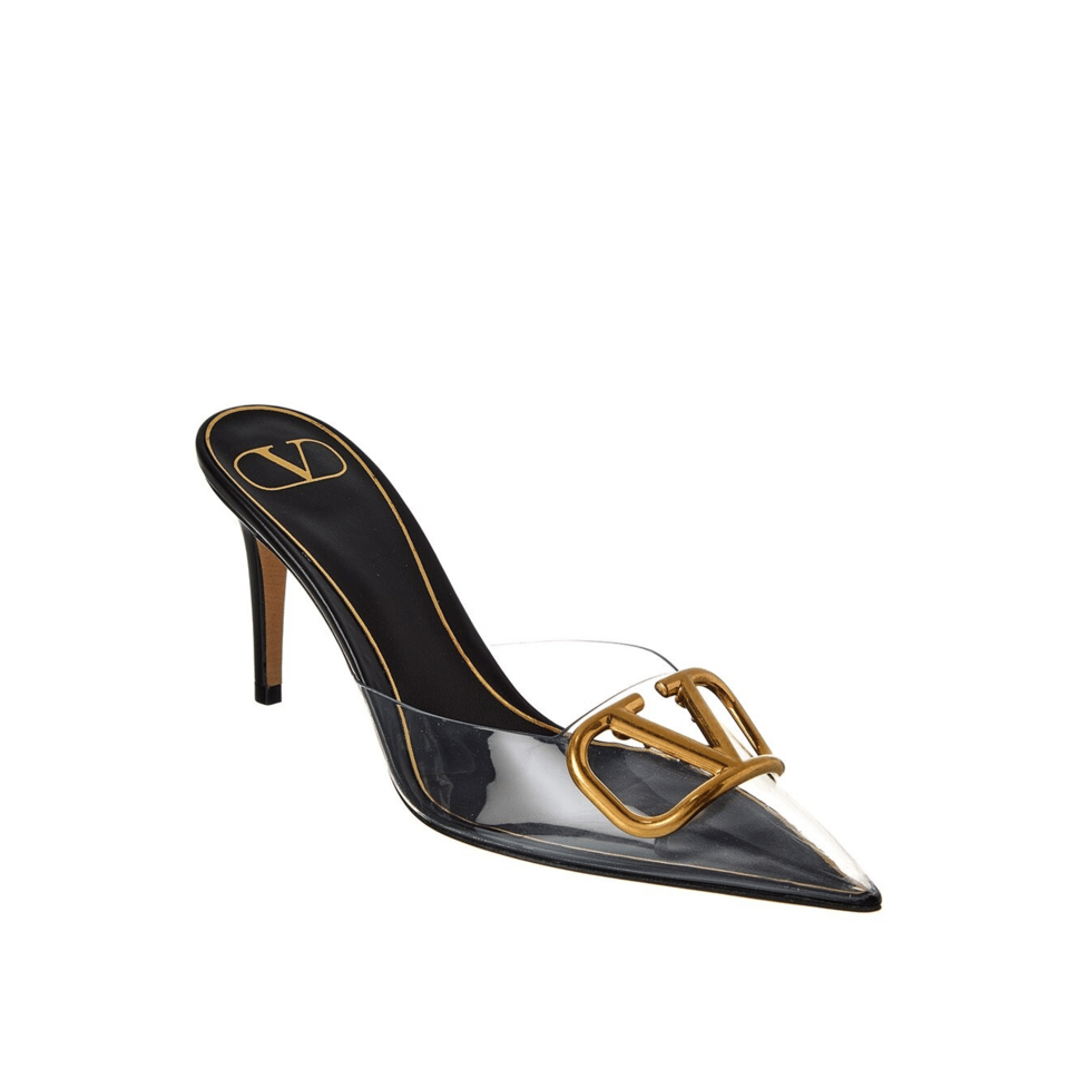 Valentino Vlogo 80 Vinyl Leather Mule In Black