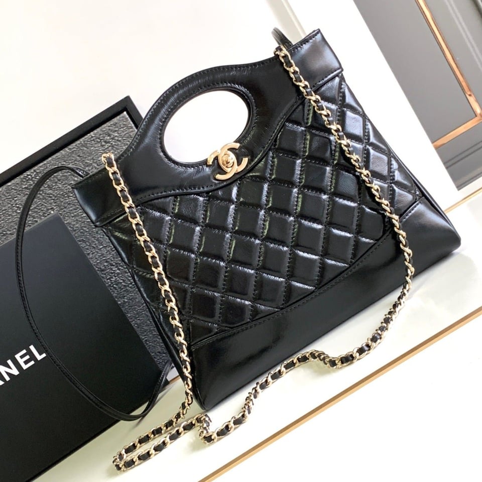 Chanel 24S31 Mini Shopping Bag 22Cm Black Lambskin Gold Hardware view 2