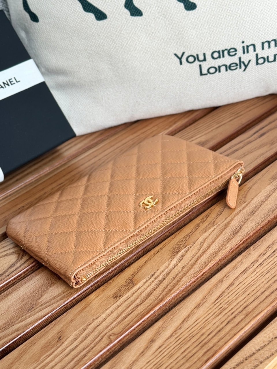 Chanel Zipped Wallet 20Cm Brown Quilted Caviar Gold Hardware view 8