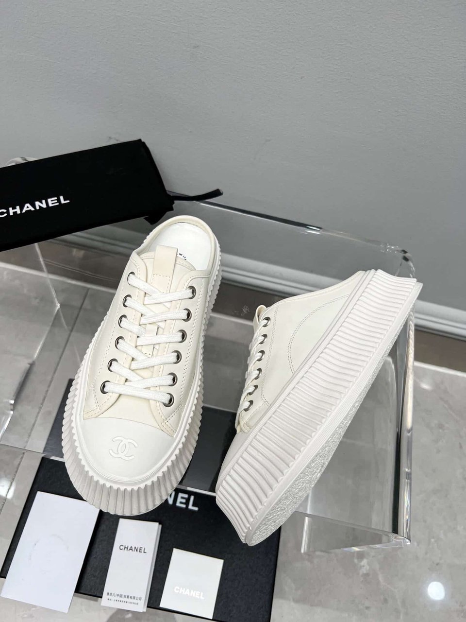 Chanel Platform Shoes Cream view 5