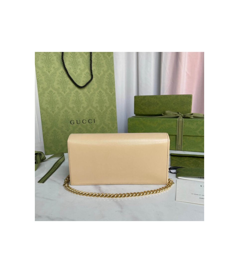 Gucci 1955 Horsebit Wallet With Chain in Beige Leather 19cm view 4