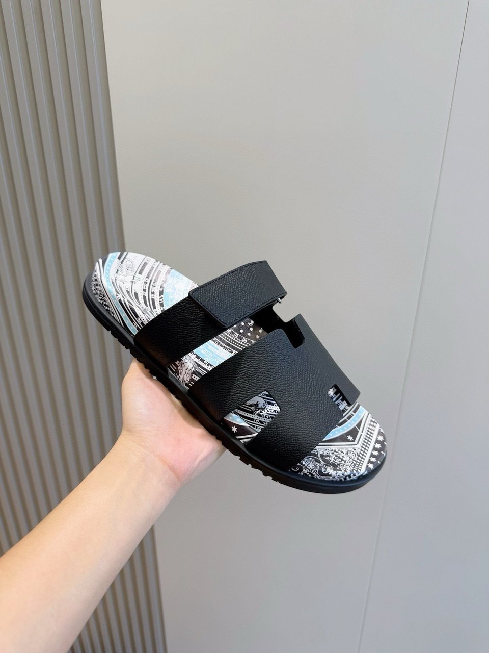 Hermès Black Leather Sandals- Shoes for Men view 5