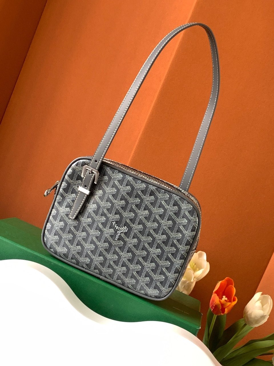 Goyard Yona Bag Coated MM 21Cm Grey Canvas view 3