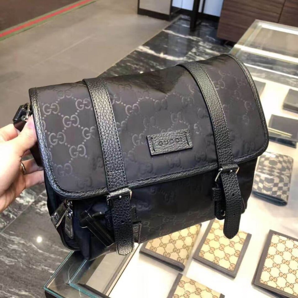 Gucci GG Guccissima Black Nylon Small Messenger Bag 510335 view 3