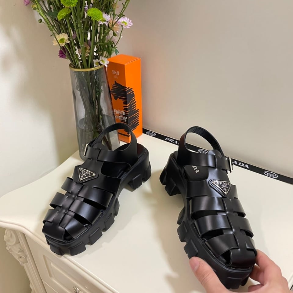 Prada Monolith Foam Rubber Sandals Black 1X853M 3Lkk F0002 F 055 view 6