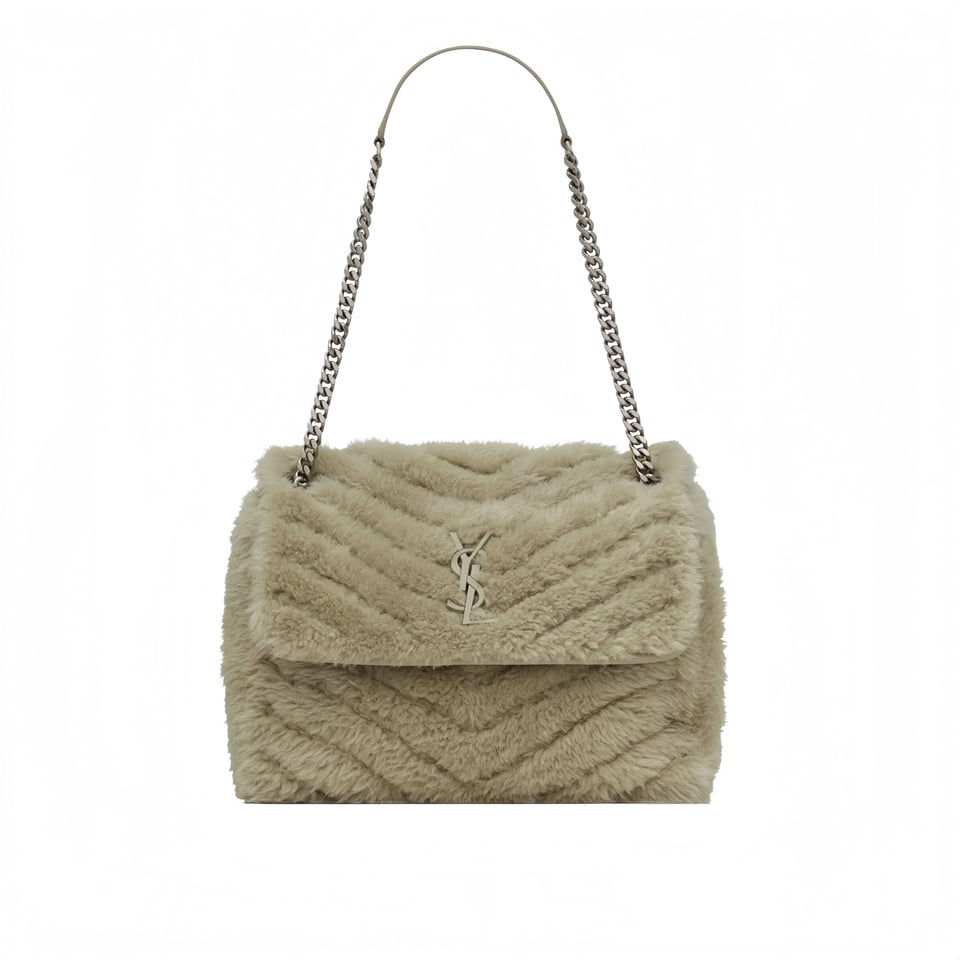 Saint Laurent Niki Medium Chain Bag In Shearling Brown