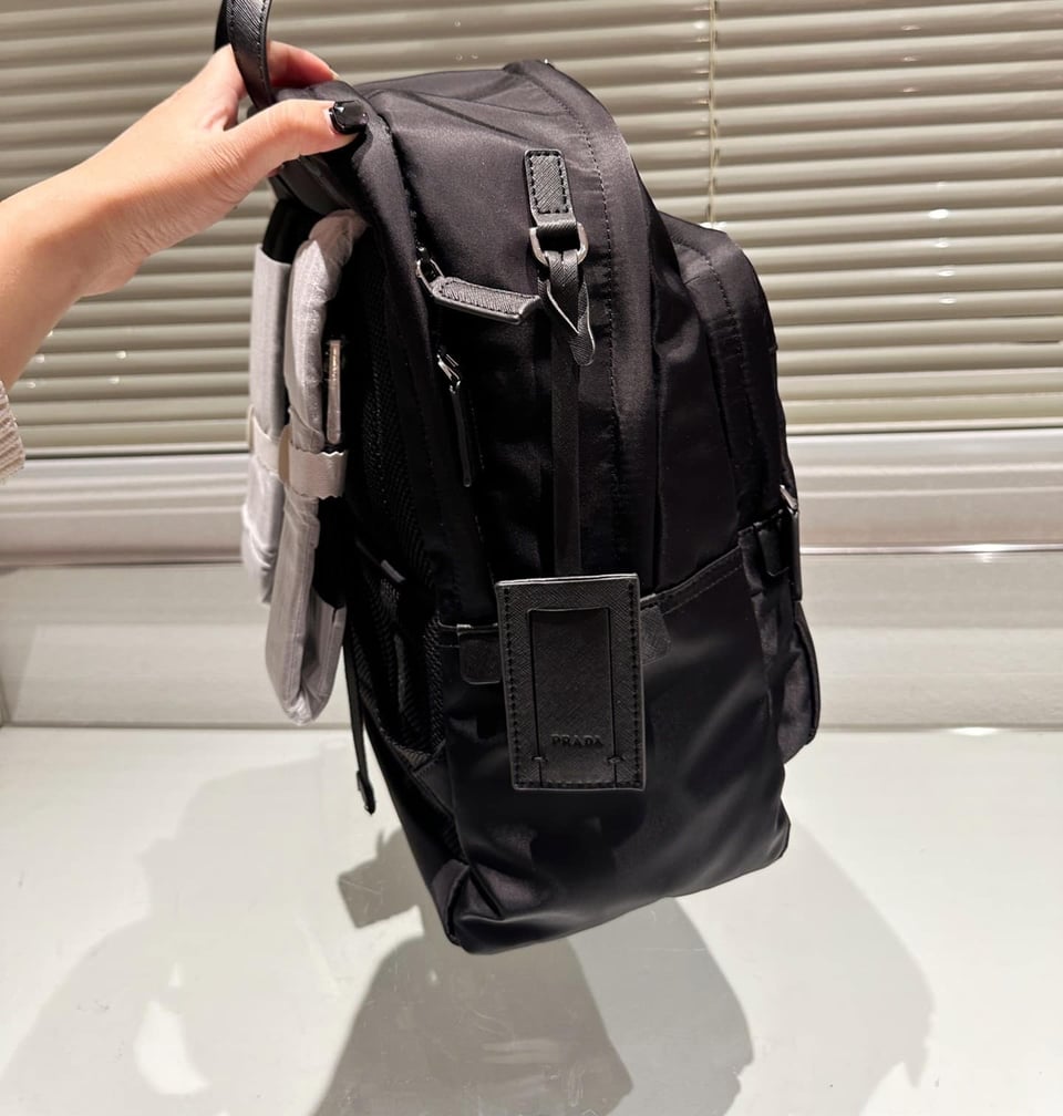 Prada Re Nylon And Saffiano Leather Backpack Black 43Cm view 7