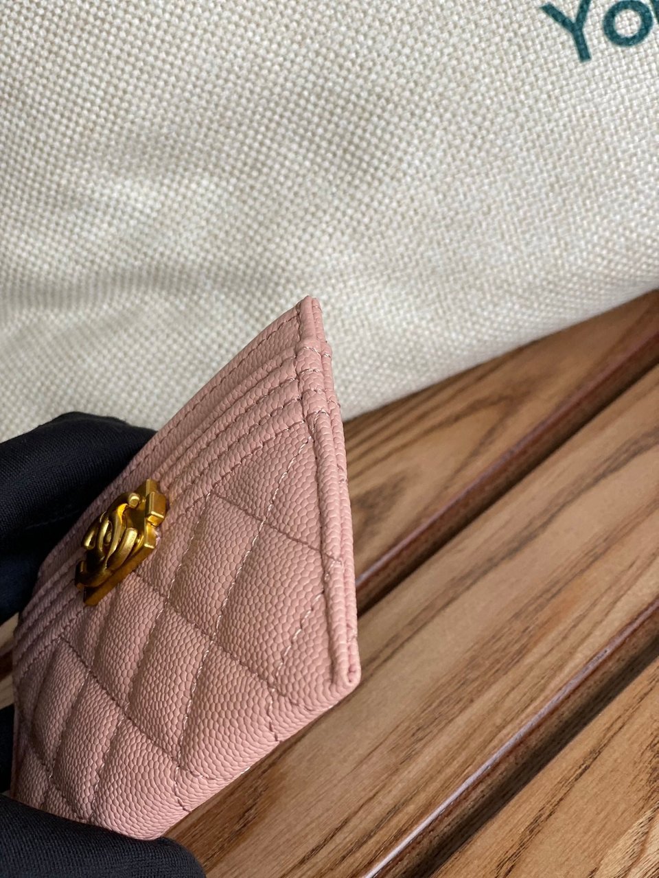 Chanel Boy 11Cm Card Holder Pink Caviar Gold Hardware view 6
