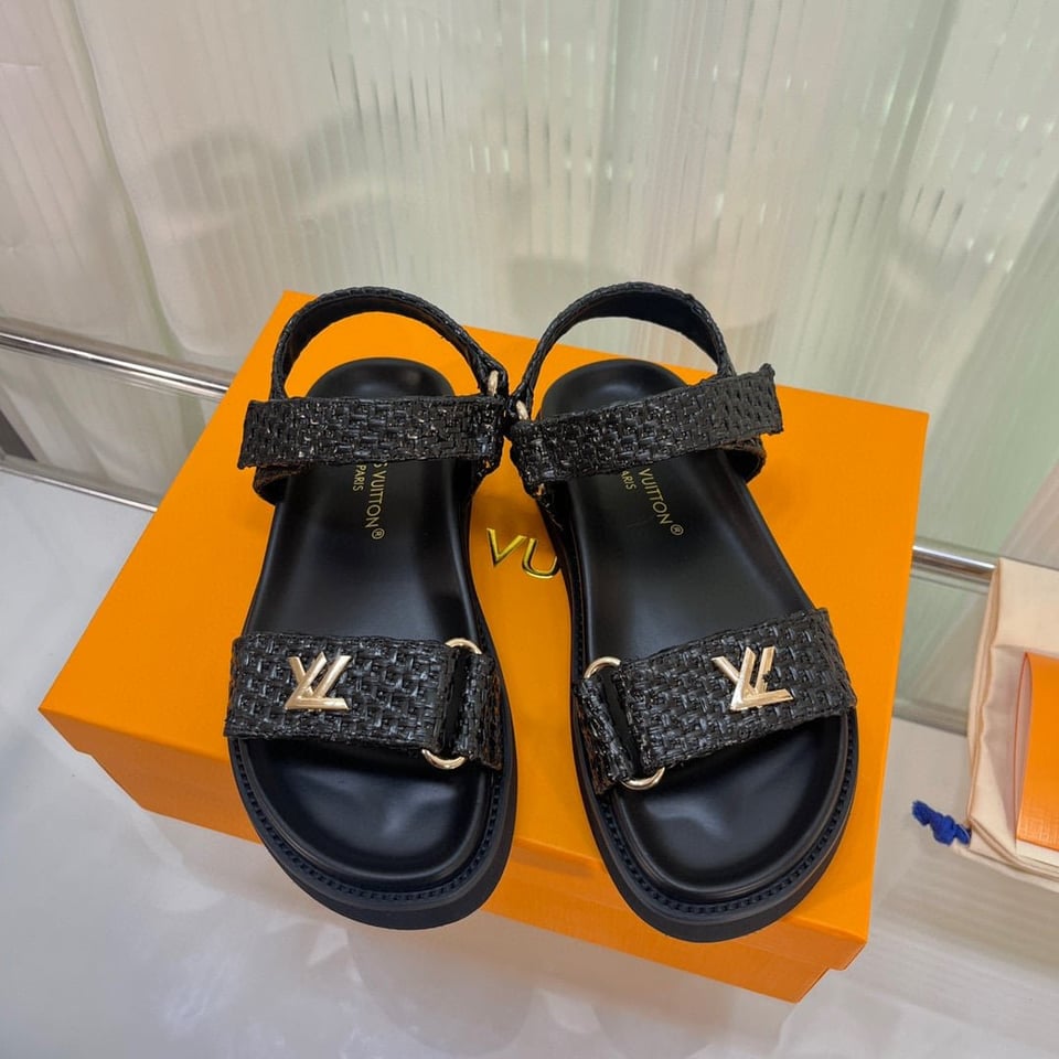Louis Vuitton Sunset Flat Comfort Sandal Black 1Abhfz view 4
