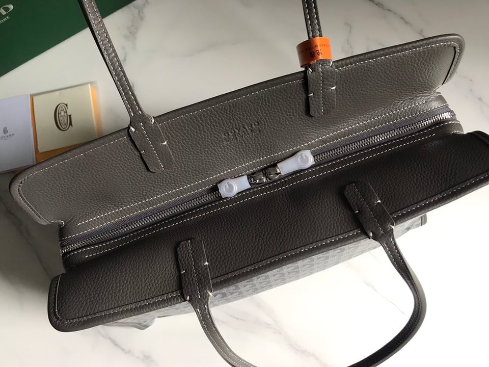 Goyard Hardy Pm Bag 40 Cm Gray Goyardine Canvas And Taurillon Leather Trim view 8