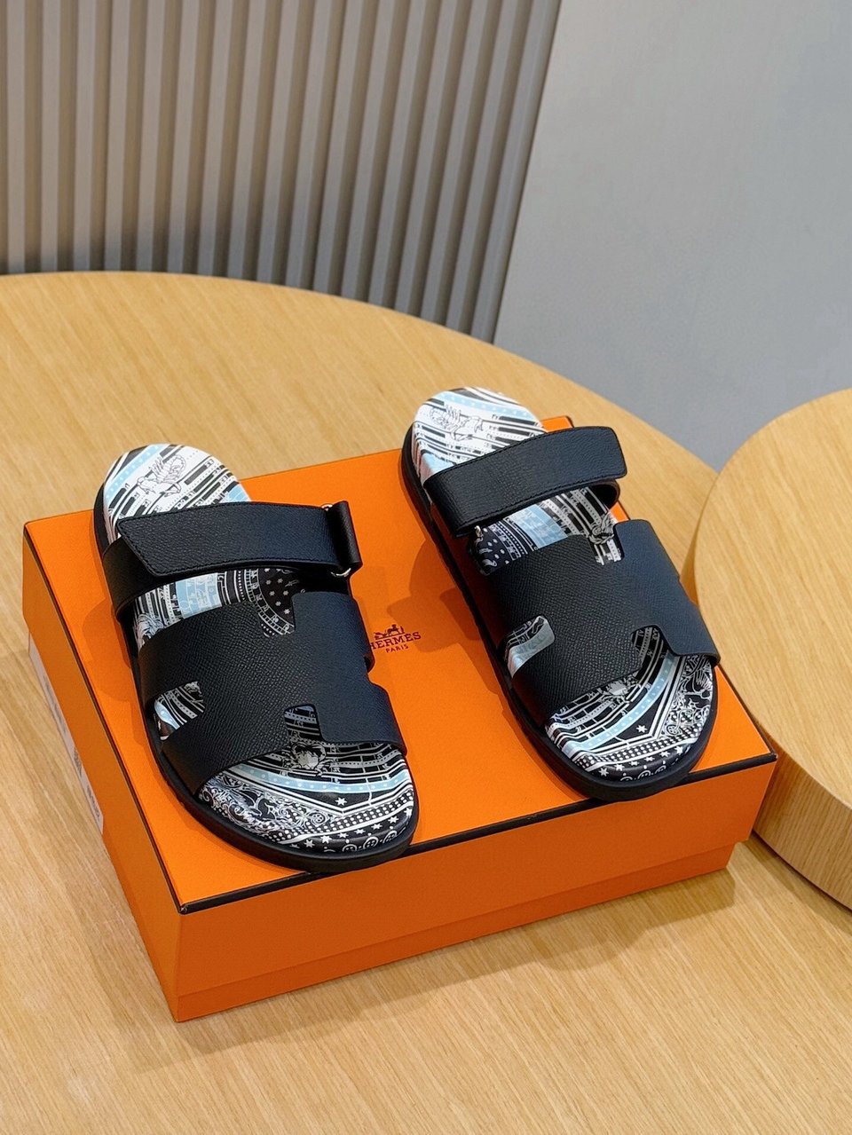Hermès Black Leather Sandals- Shoes for Men view 10
