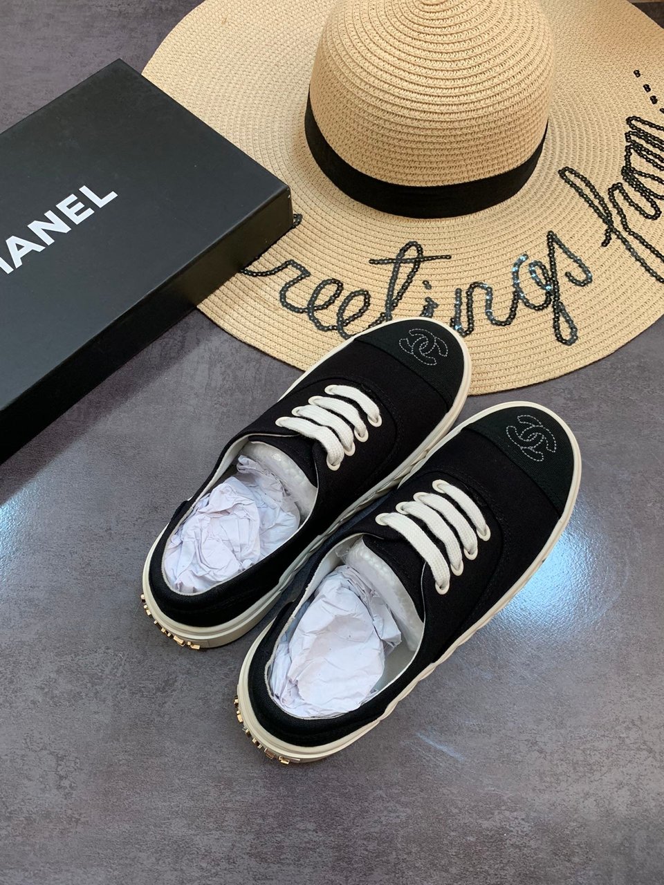 Chanel Cc Sneakers Canvas Mix In Black view 4