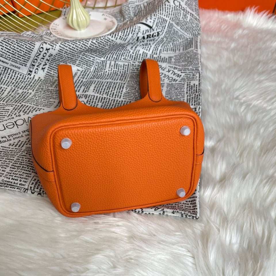 Hermes Picotin Lock Bag In Taurillon Clemence Orange 22Cm view 7