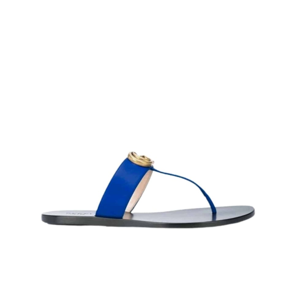 Gucci Double G Thong Leather Blue view 2