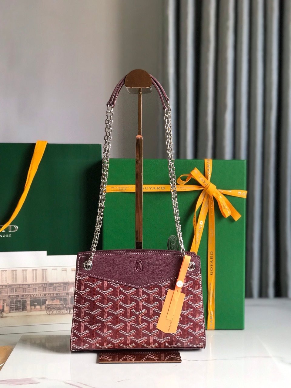 Goyard Rouette Structuré Mini Bag 21cm Wine Red Goyardine Canvas And Calfskin view 8