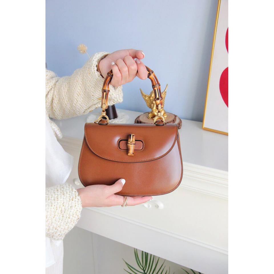 Gucci Small Top Handle Bag with Bamboo Cuir view 4