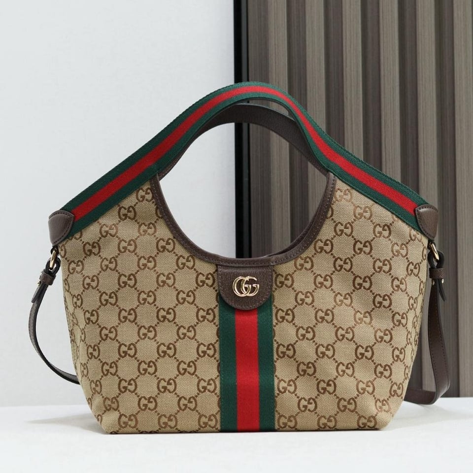Gucci Giglio small Tote Bag 25cm/9.8in Beige And Brown 860845 view 3