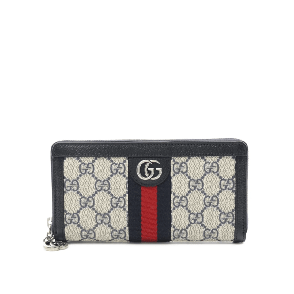 Gucci Ophidia GG Zip Around Wallet Beige With Red and Dark Blue Stripes With Silver Hardware 8in/19cm For Men view 2