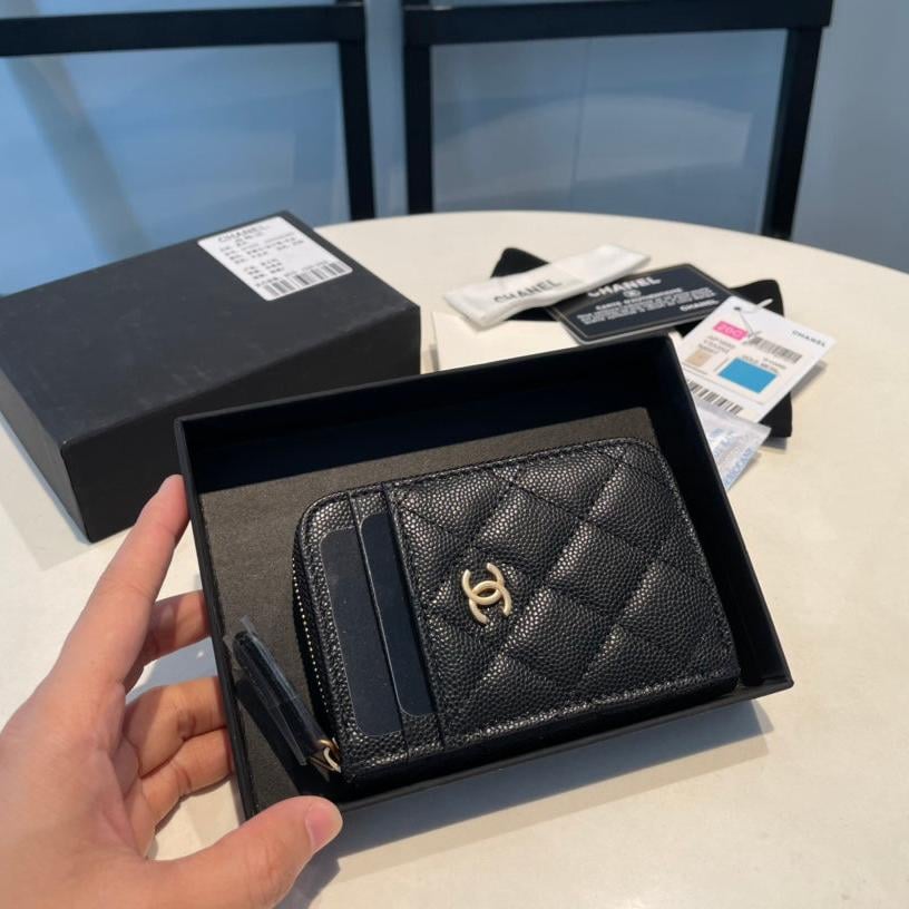 Chanel Zipped Coin Purse 11 Black Grained Calfskin
