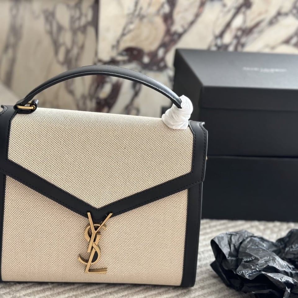 Saint Laurent Cassandra Medium Top Handle Bag In Canvas 25Cm view 3