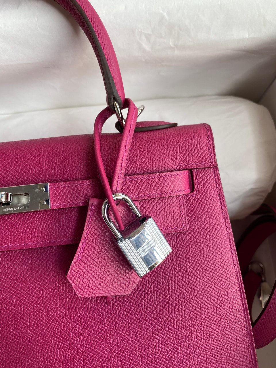Hermes Kelly 25 Bag In Hot Pink Epsom Leather For Women 25cm/10in view 8